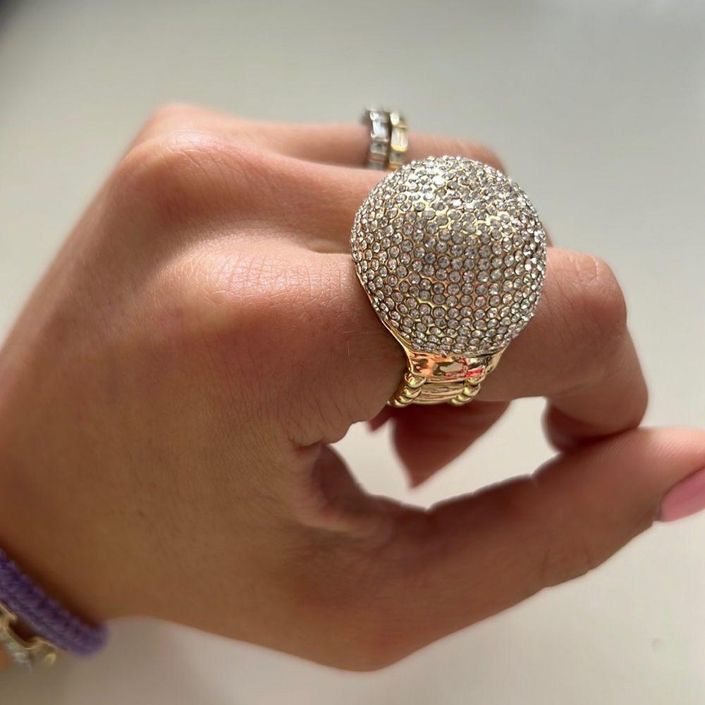 Gold Circle Statement Ring Adjustable - image 1